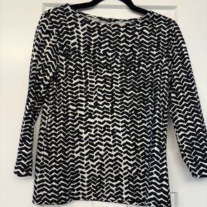 Marimekko Black & White Zigzag Crew Neck Long Sleeve Top